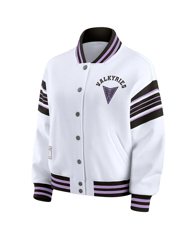 Wear by Erin Andrews Women's White/Black Golden State Valkyries Plus Full-Snap Fleece Sweatshirt Jacket