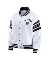 Wear by Erin Andrews Women's White/Black Golden State Valkyries Plus Full-Snap Fleece Sweatshirt Jacket