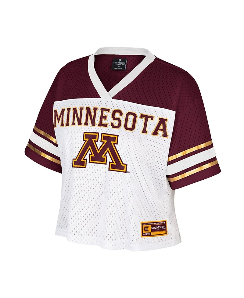 Colosseum Women's White Minnesota Golden Gophers Treasure Cropped Football Jersey