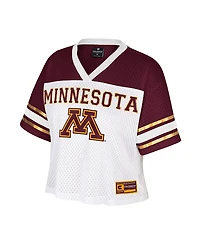 Colosseum Women's White Minnesota Golden Gophers Treasure Cropped Football Jersey