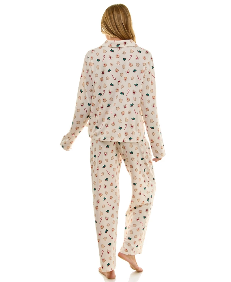 Sincerely Jules Women's Long Sleeve Top and Bottom 2-Piece Notch Collar Set