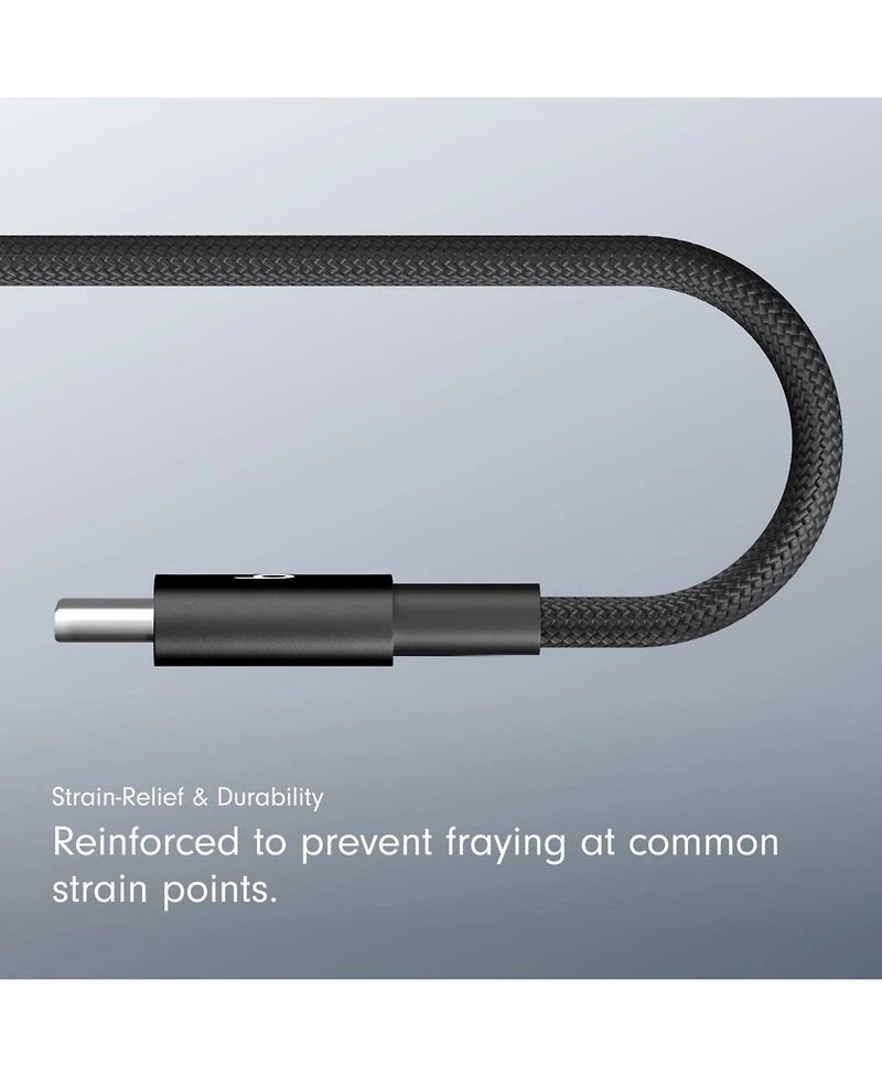 Beats Usb-c to Usb-c Woven Cable 2 Pack Fast Charging Durable/Tangle-Free Compatible Charger for Apple & Android Devices (1.5 m, 5 ft) - Bolt Black