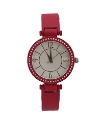 Hot Pink Solid Colors And Rhinestone Detail Bangle Watch