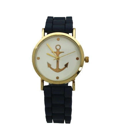 Navy Anchor Emblem Silicone Band Watch