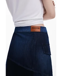 Desigual Women's Crossed denim midi skirt