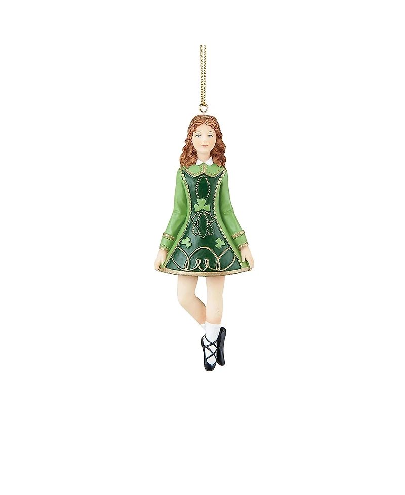 4" Irish Female Girl Dancer St. Patrick's Day Clover Christmas Tree Ornament