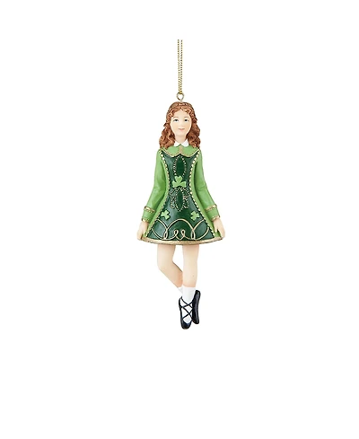 4" Irish Female Girl Dancer St. Patrick's Day Clover Christmas Tree Ornament
