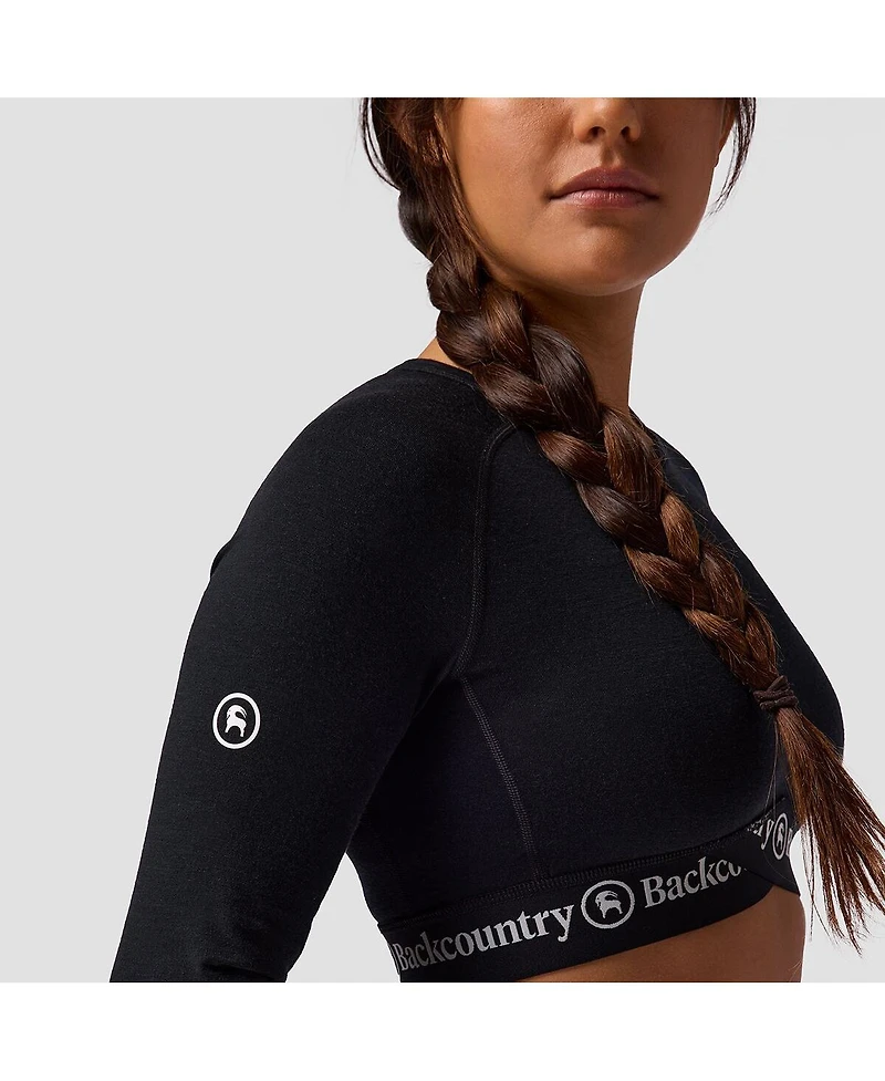 Backcountry Women's Cedars Rws Merino Lt-Wt Baselayer Cropped Crew Top Lightweight Long Underwear Tops