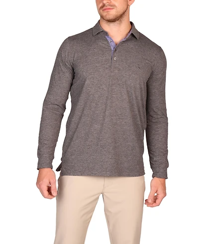 Tailorbyrd Men's Brushed Melange Super Soft Long Sleeve Polo