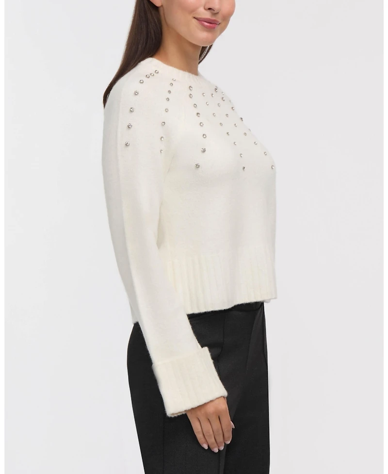 Ellen Tracy Women's Embellished Raglan Sleeve Sweater