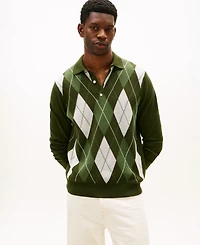 Tommy Hilfiger Men's Long-Sleeve Argyle Rugby Sweater