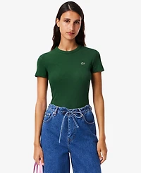 Lacoste Usa Women's Cotton Slim-Fit Crewneck Tee