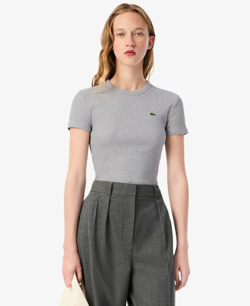Lacoste Usa Women's Cotton Slim-Fit Crewneck Tee
