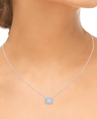 Macy's Round (0.53 ct. t.w.) and Baguette (0.47 ct. t.w.) Diamond Pendant Necklace in 14K White Gold
