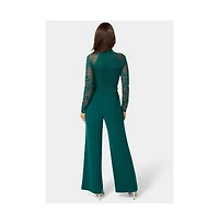 Bebe Women's Lace and Bodice Straight Leg Jumpsuit