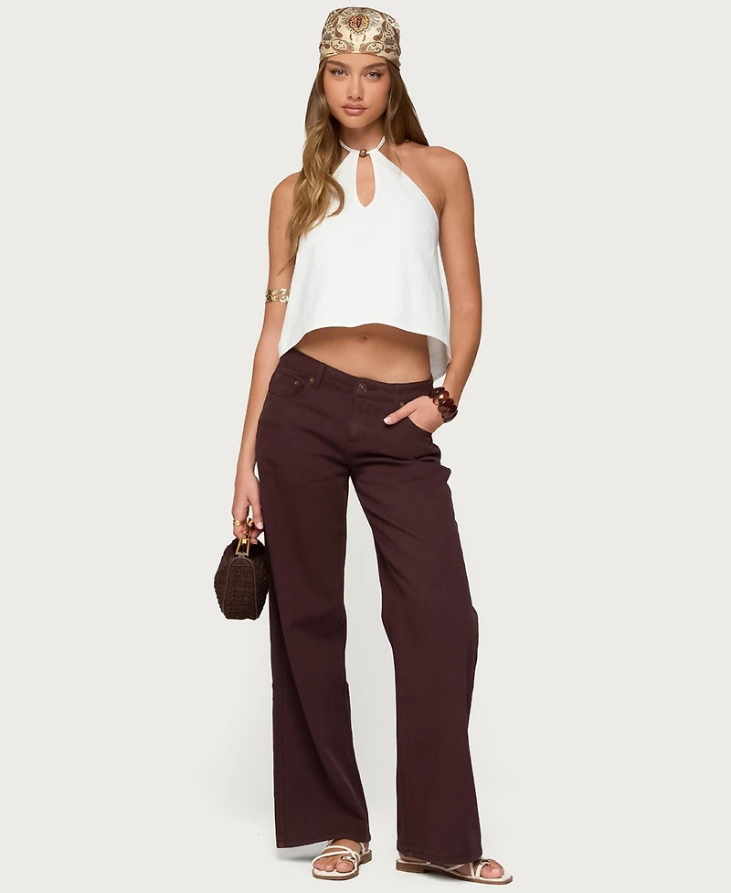 Edikted Womens Roman Low Rise Slouchy Jeans
