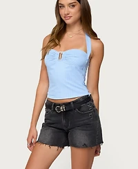 Edikted Women's Caitie Striped Buckle Halter Top