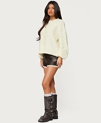 Edikted Women's Braided Cable Knit Oversized Sweater
