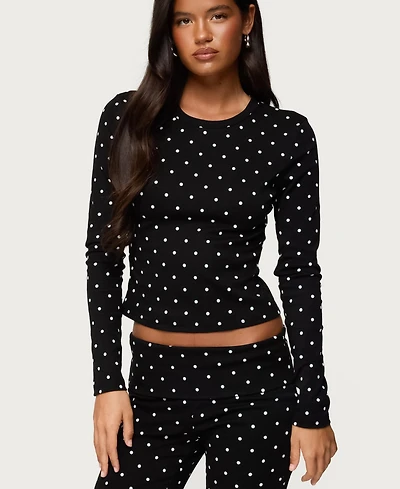 Edikted Women's Daliya Polka Dot Long Sleeve Top