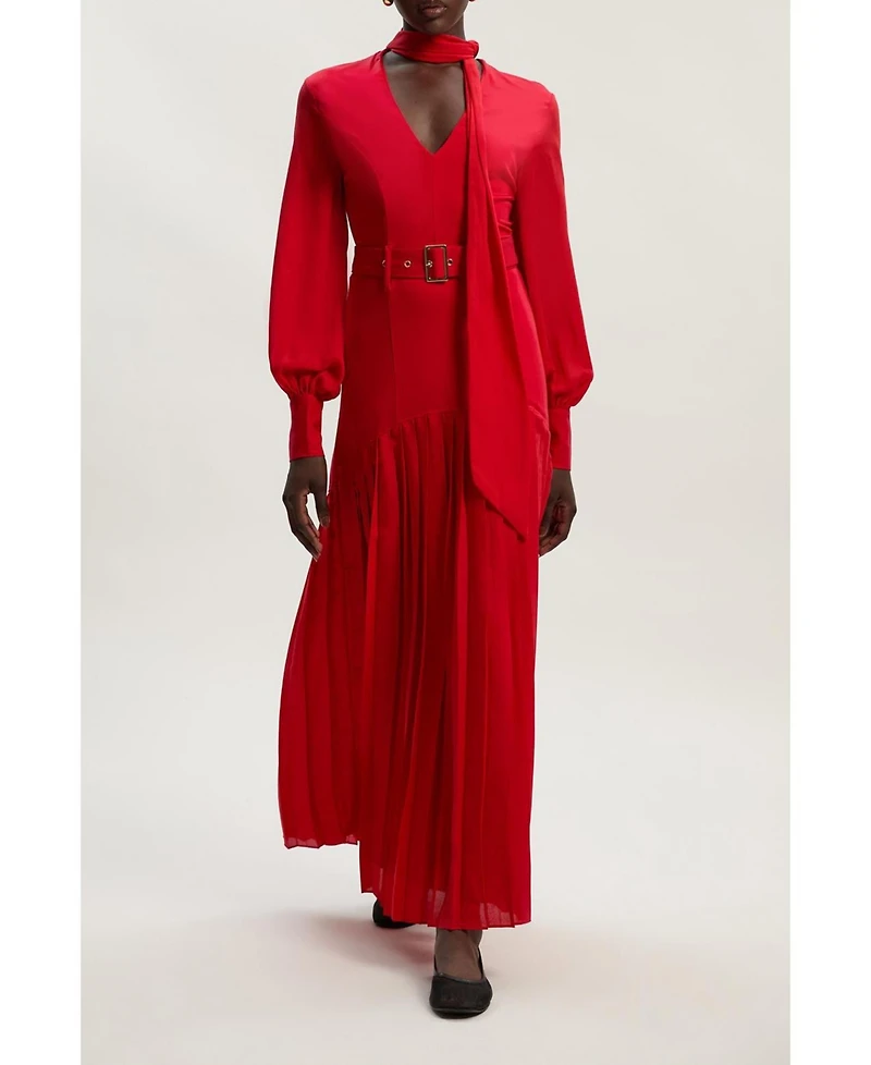 Karen Millen Jersey Ponte Georgette Mix Midi Dress