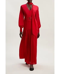 Karen Millen Jersey Ponte Georgette Mix Midi Dress