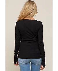 Pinkblush Maternity Black Button Front Long Sleeve Top