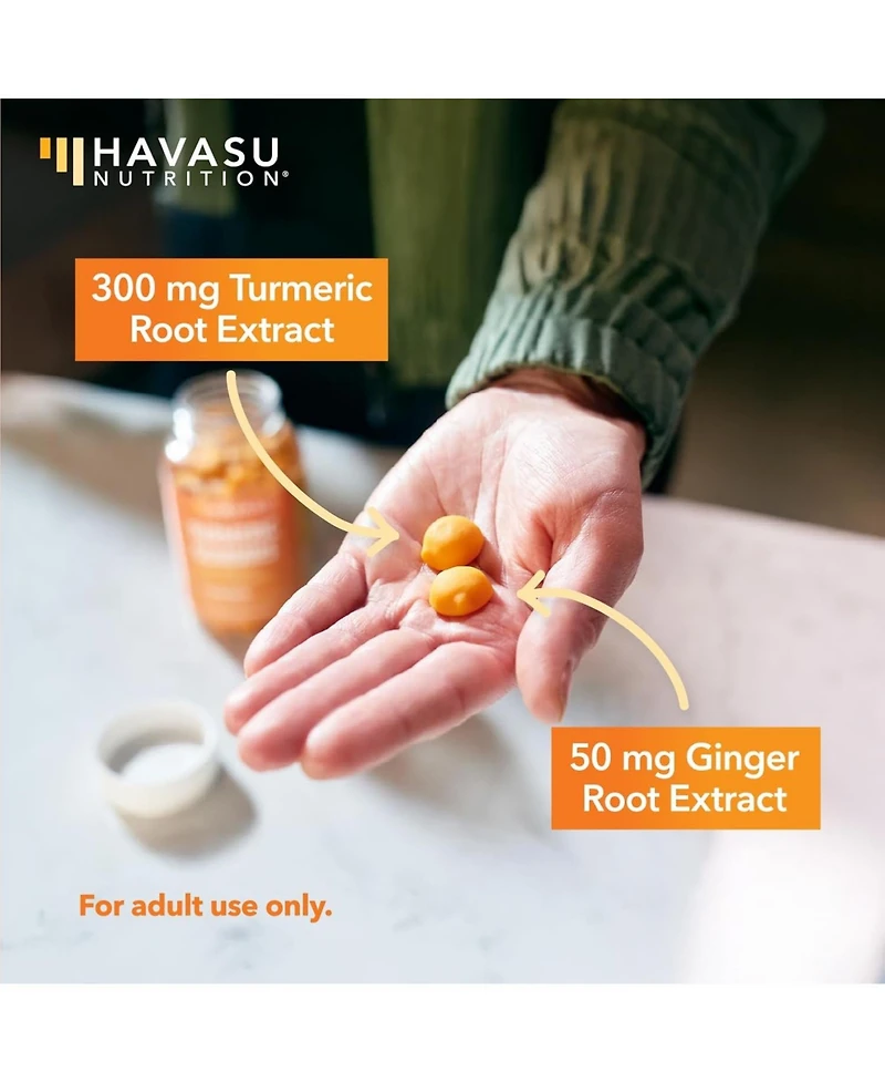 Havasu Nutrition Turmeric & Ginger Gummies, Peach, 120ct
