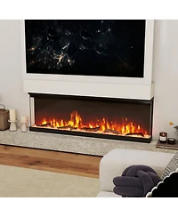 50" Wide 3-Sided Electric Fireplace Insert 750with 1200W Recessed Wall-Mounted Heater