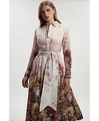 Karen Millen Women's Floral Long Sleeve Woven Maxi Dress