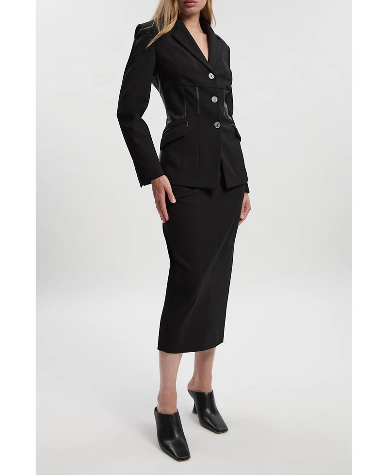 Karen Millen Women's Ponte Pu Pencil Skirt