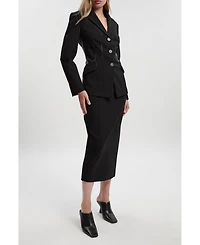 Karen Millen Women's Ponte Pu Pencil Skirt