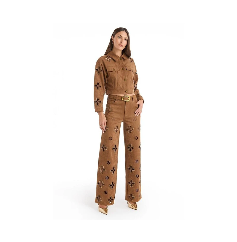 The Noli Shop Women's Kaia Suede Jacket - Cognac