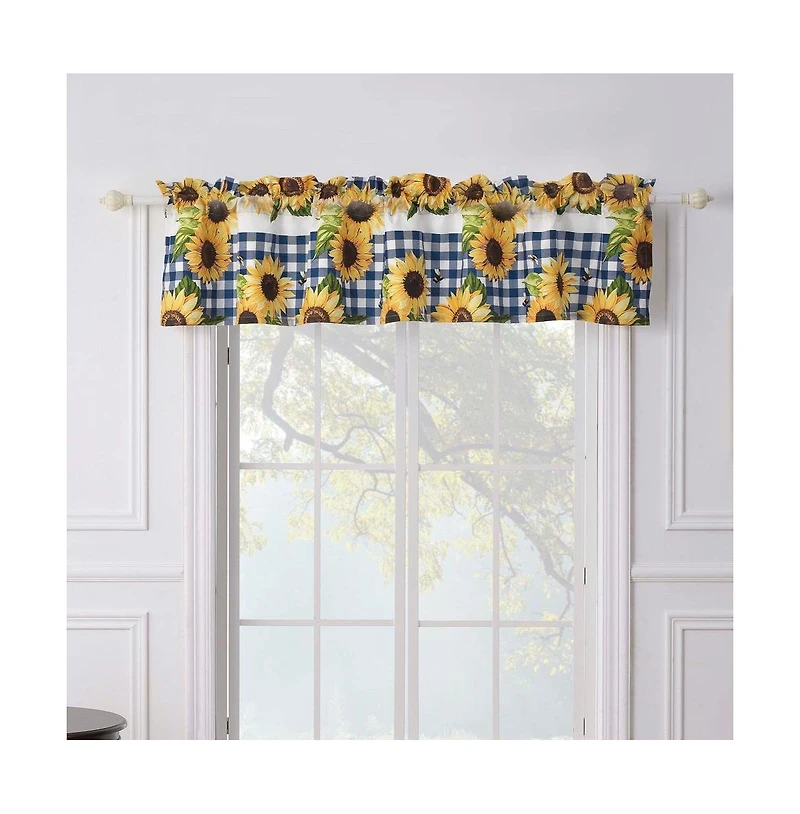 Sunflower Window Valance Gold 84in x 16in + 2in by Barefoot Bungalow