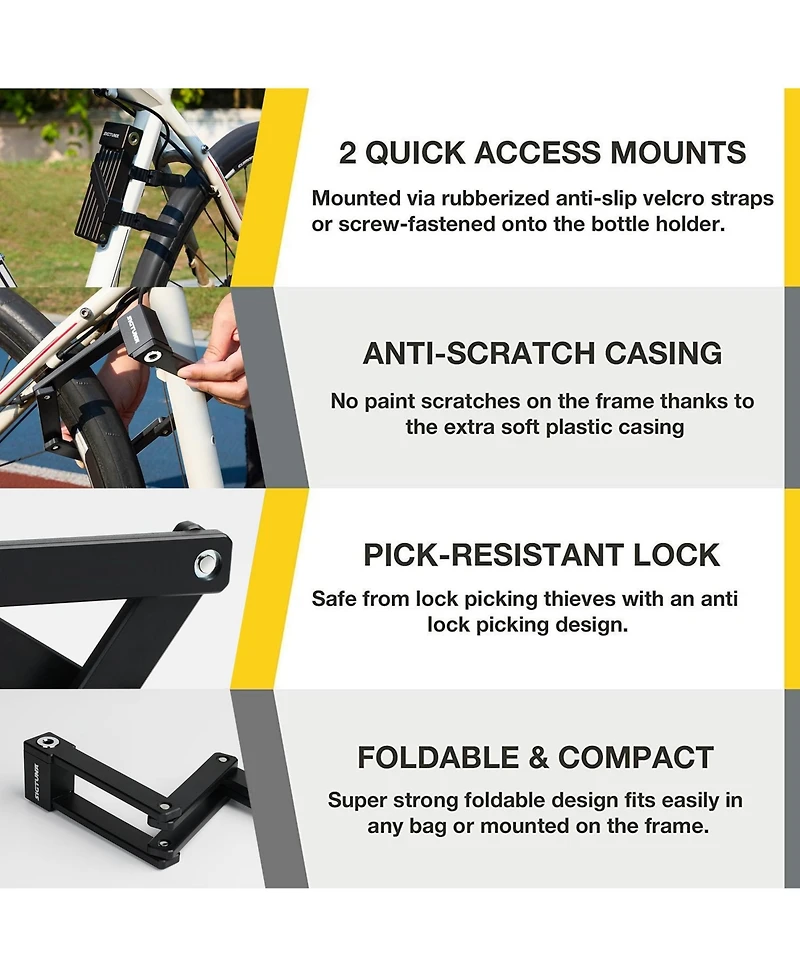 Sigtuna Folding Bike Lock Heavy Duty Bicycle Lock with Mount and Anti Scratch