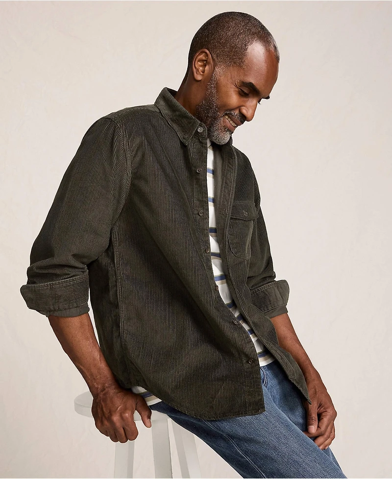 Lands' End Men's Long Sleeve Wide Wale Corduroy Shirt