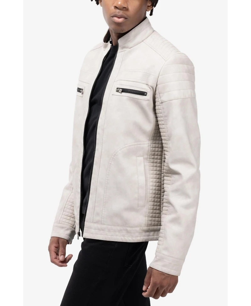 Xray Men's Pu Leather Jacket With Hood And Faux Shearling Lining