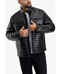 Xray Men's Pu Quilted Jacket With Faux Shearling Lining
