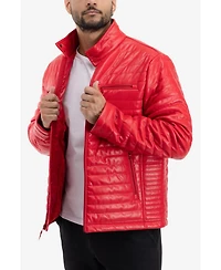 Xray Men's Pu Quilted Jacket With Faux Shearling Lining