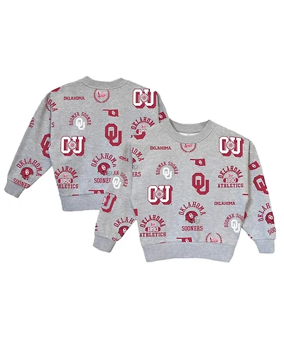 Gameday Couture Big Girls Gray Oklahoma Sooners Always on Repeat Pullover Sweatshirt