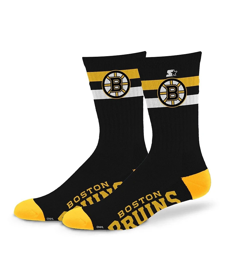 Starter Men's and Women's Boston Bruins Team Color Two-Stripe Crew Socks