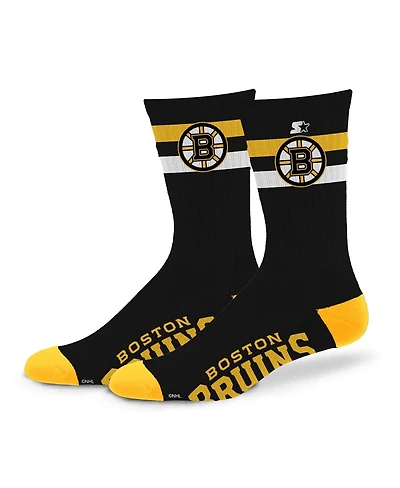 Starter Men's and Women's Boston Bruins Team Color Two-Stripe Crew Socks