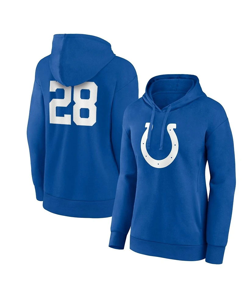 Fanatics Women's Jonathan Taylor Royal Indianapolis Colts Player Icon Name Number V-Neck Pullover Hoodie