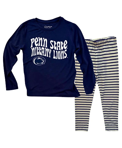 Wes & Willy Baby Boys and Girls 2-Piece Penn State Nittany Lions Long Sleeve Top Striped Tri-Blend Leggings Set