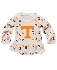 Wes & Willy Girls Toddler 2-Piece Oatmeal Tennessee Volunteers Ruffle Raglan Long Sleeve T-Shirt and Leggings Set