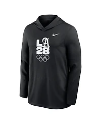 Nike Men's Black LA28 Summer Lightweight Dri-fit Long Sleeve Hoodie T-Shirt