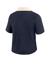 Nike Women's Navy Cropped V-Neck Polo Shirt