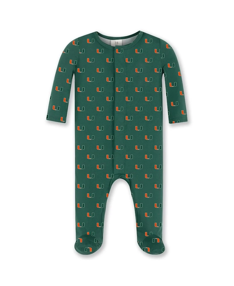 ZooZatz Baby Boys and Girls Green Miami Hurricanes Magnetic Closure Sleeper