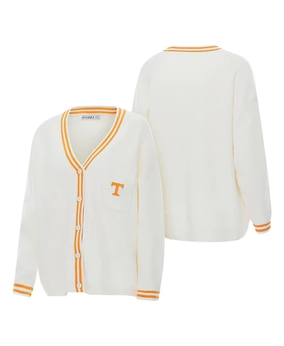 ZooZatz Women's Cream Tennessee Volunteers Striped Knit Button-Up Cardigan Sweater