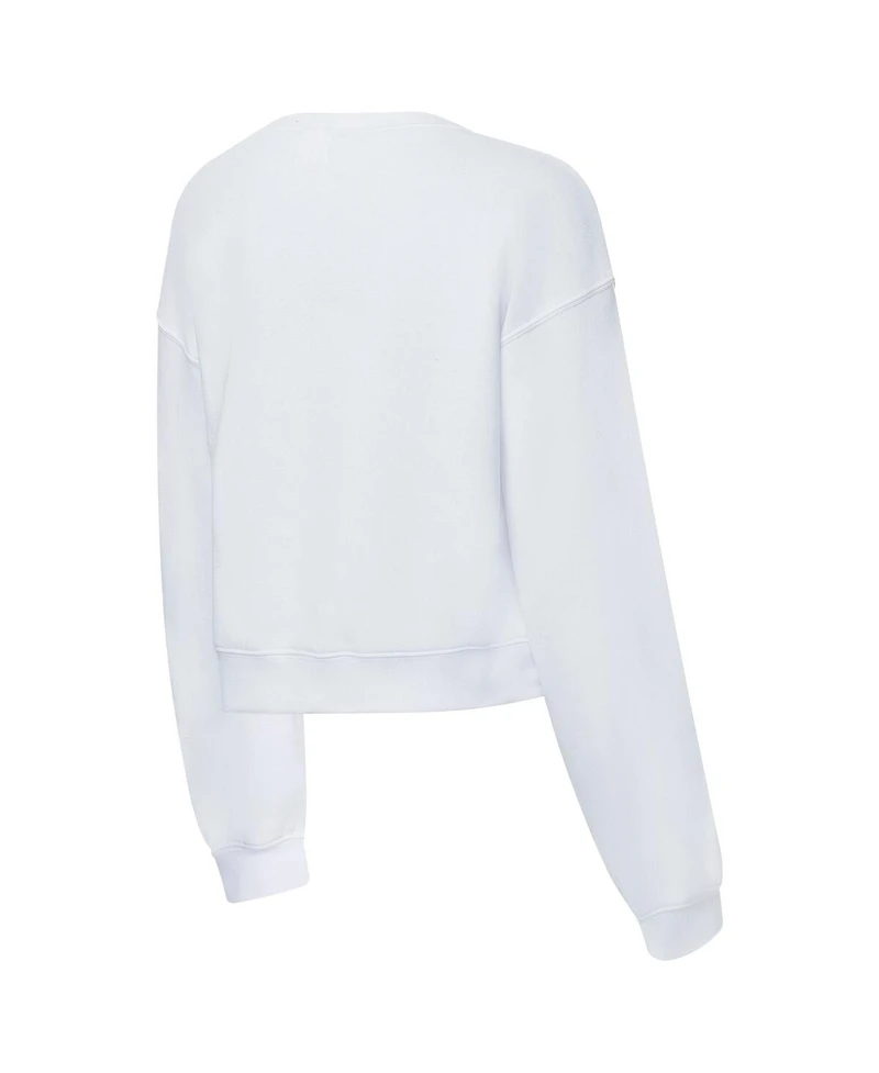 ZooZatz Women's White Duke Blue Devils Chenille Cropped Sweatshirt
