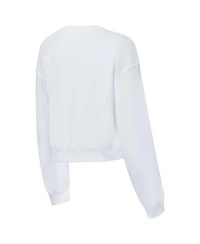 ZooZatz Women's White Duke Blue Devils Chenille Cropped Sweatshirt